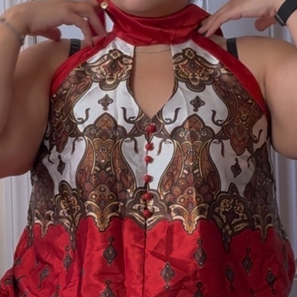 Vintage Lane Bryant y2k Satin Faced Adjustable Scarf Tie Halter Top Plus Size 18 - Picture 6 of 8